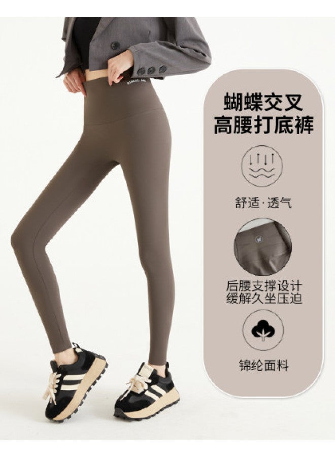 pincai Nylon Cool Butterfly Cross Leggings Large Size High Waist Tummy Control Yoga Pants Slimming Shark Pants Women'S Barbie Pants - Image 1