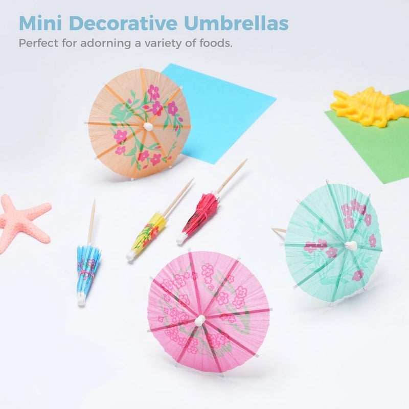 1000 Pcs Tropical Paper Drink Umbrellas And 4 Cocktail Picks Assorted Colors For Party Decor - Image 5