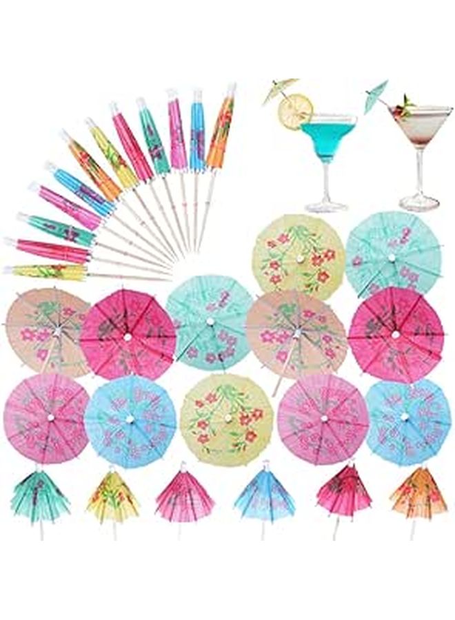 1000 Pcs Tropical Paper Drink Umbrellas And 4 Cocktail Picks Assorted Colors For Party Decor - Image 1