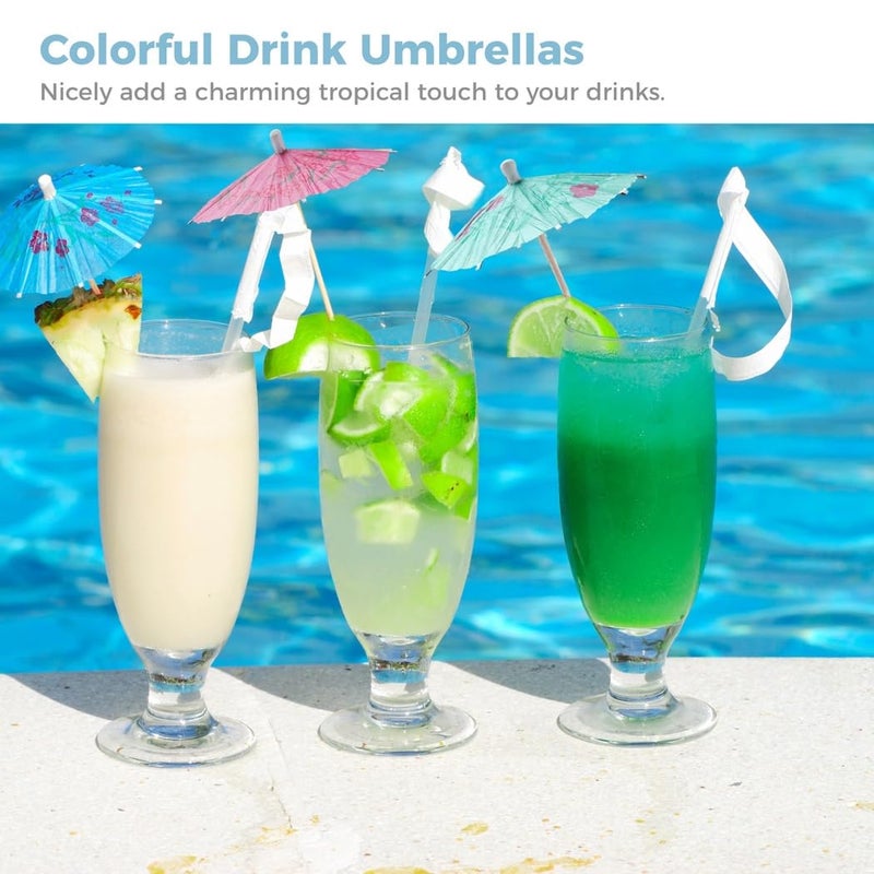 1000 Pcs Tropical Paper Drink Umbrellas And 4 Cocktail Picks Assorted Colors For Party Decor - Image 4