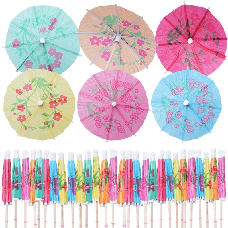 1000 Pcs Tropical Paper Drink Umbrellas And 4 Cocktail Picks Assorted Colors For Party Decor - Image 3