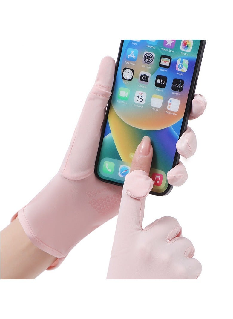 قفازات UPF 50+ سريعة الجفاف ومضادة للانزلاق للنساء | حماية من الشمس متعددة الرياضات (القيادة/ركوب الدراجات/الأنشطة الخارجية) بتصميم شاشة تعمل باللمس - خفيفة الوزن وجيدة التهوية (أسود). - Image 5