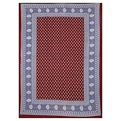ART WORLD Double Bed Sheet with Pillow Covers Pure Cotton Rajasthani Jaipuri Traditional Classic Printed Bed cover (Maroon, Queen) - Image 3