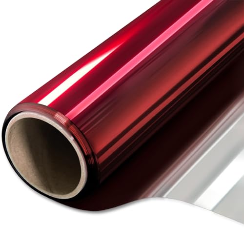 WPCTEV Window Privacy Film One Way Daytime Mirror Tint Treatments UV Heat Control Vinyl Stickers Sun Block Glass Paper Door Covering Reflective (Red Silver, 17.5 Inch x 16.4 Feet) - Image 1