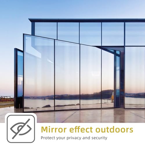 WPCTEV Window Privacy Film One Way Daytime Mirror Tint Treatments UV Heat Control Vinyl Stickers Sun Block Glass Paper Door Covering Reflective (Red Silver, 17.5 Inch x 16.4 Feet) - Image 5