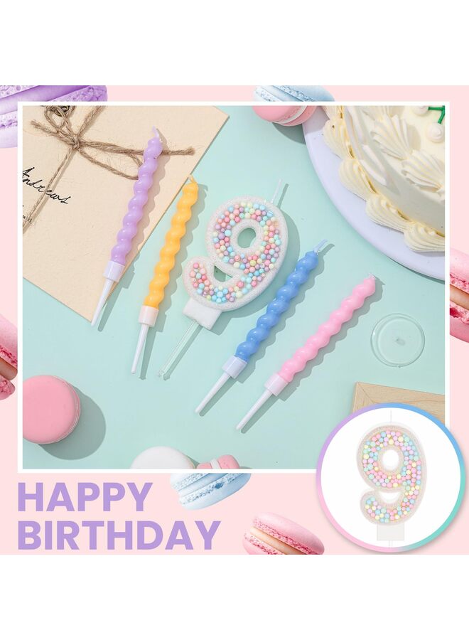 LAMAY Birthday candle set, containing 12 spiral candles, suitable for decorating cakes for boys and girls, wedding anniversary party cakes (number 9). - Image 4