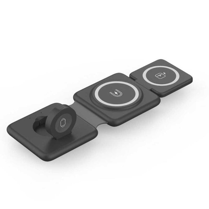 Foldable Magnetic 3-in-1 Wireless Charger - LED Logo Stand - Image 4