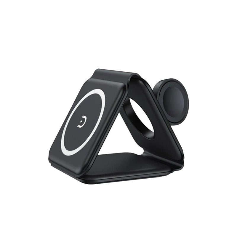 Foldable Magnetic 3-in-1 Wireless Charger - LED Logo Stand - Image 1