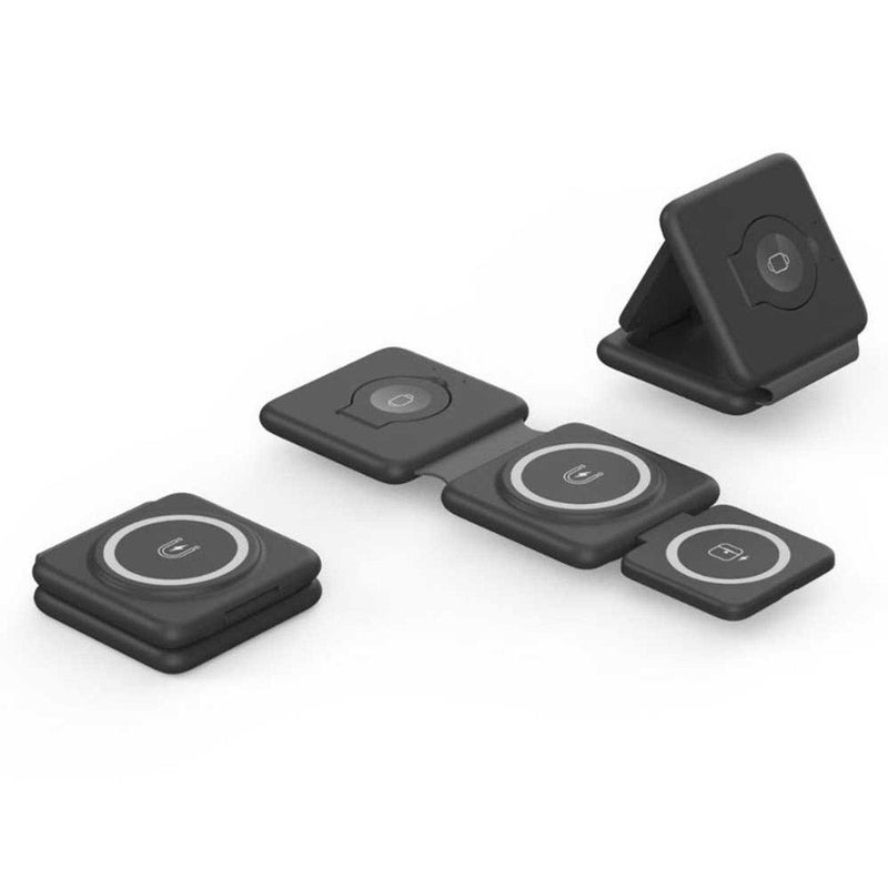 Foldable Magnetic 3-in-1 Wireless Charger - LED Logo Stand - Image 5