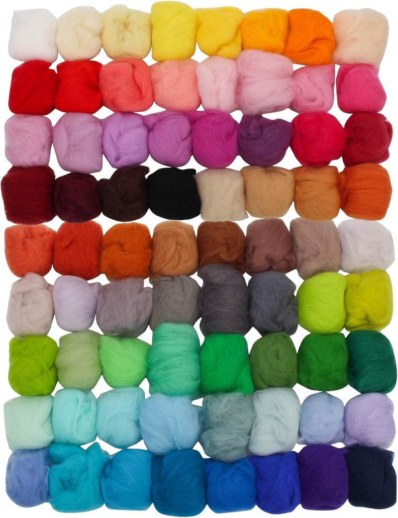 Coitak 72 Colors Fibre Wool Yarn Roving for Needle Felting Hand Spinning DIY Craft Materials - Image 1