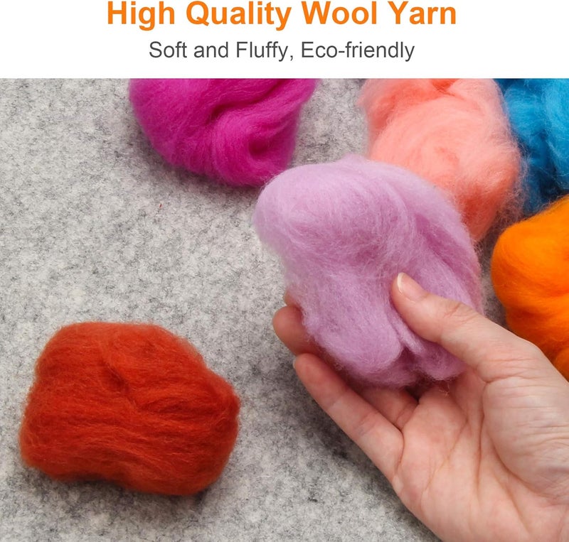 Coitak 72 Colors Fibre Wool Yarn Roving for Needle Felting Hand Spinning DIY Craft Materials - Image 2