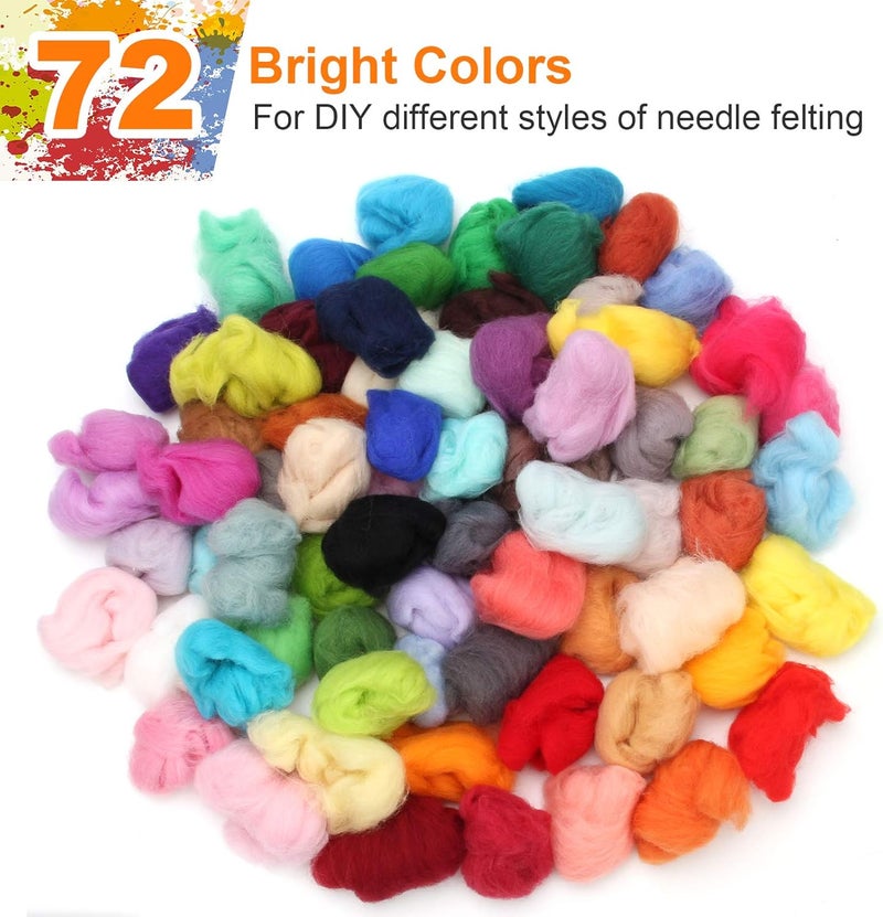Coitak 72 Colors Fibre Wool Yarn Roving for Needle Felting Hand Spinning DIY Craft Materials - Image 3