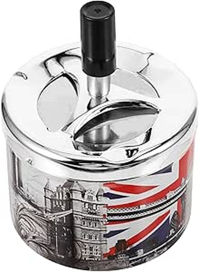 Rotating Lid Stainless Steel Ashtray Automatic Extinguishing Windproof For Outdoor Patio Home - Image 1