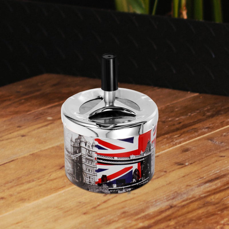 Rotating Lid Stainless Steel Ashtray Automatic Extinguishing Windproof For Outdoor Patio Home - Image 5