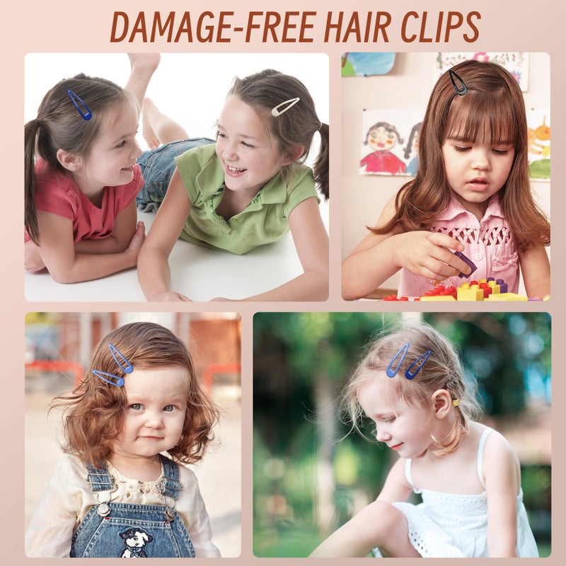 YIERSO Metal Snap Hair Clips, No Slip Hair Clips for Thick/Thin Hair, 16pcs Medium Barrettes for Women Kids Hairstyle Makeup Accessories (8pcs 2.36inch & 8pcs 2.7inch) (Blue White) - Image 5