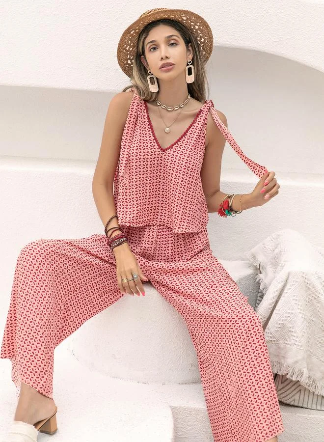 Take Two  Multi-Patterned Crop Top and Wide-Leg Trousers Co-Ord Set for Women | Best Price UAE