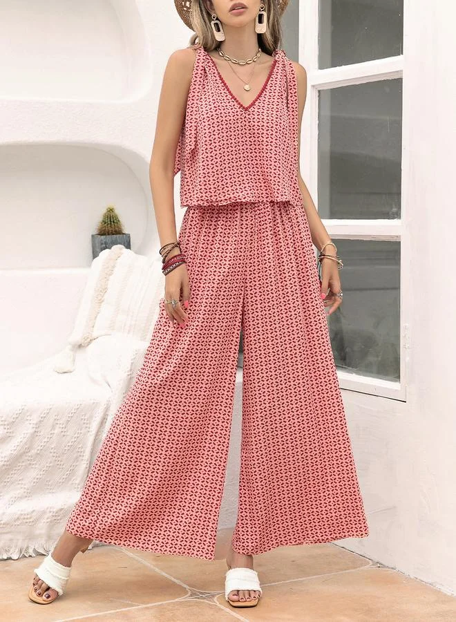 Take Two  Multi-Patterned Crop Top and Wide-Leg Trousers Co-Ord Set for Women | Best Price UAE