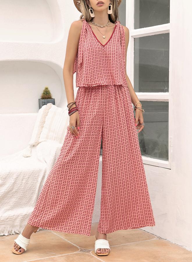 Take Two Multi-Patterned Crop Top and Wide-Leg Trousers Co-Ord Set - Image 2