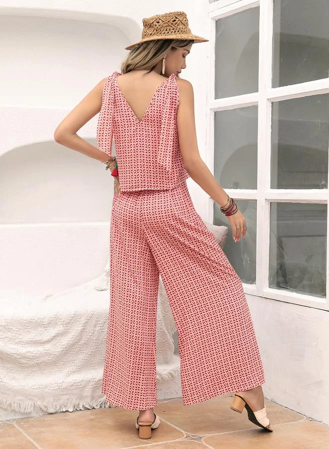 Take Two  Multi-Patterned Crop Top and Wide-Leg Trousers Co-Ord Set for Women | Best Price UAE