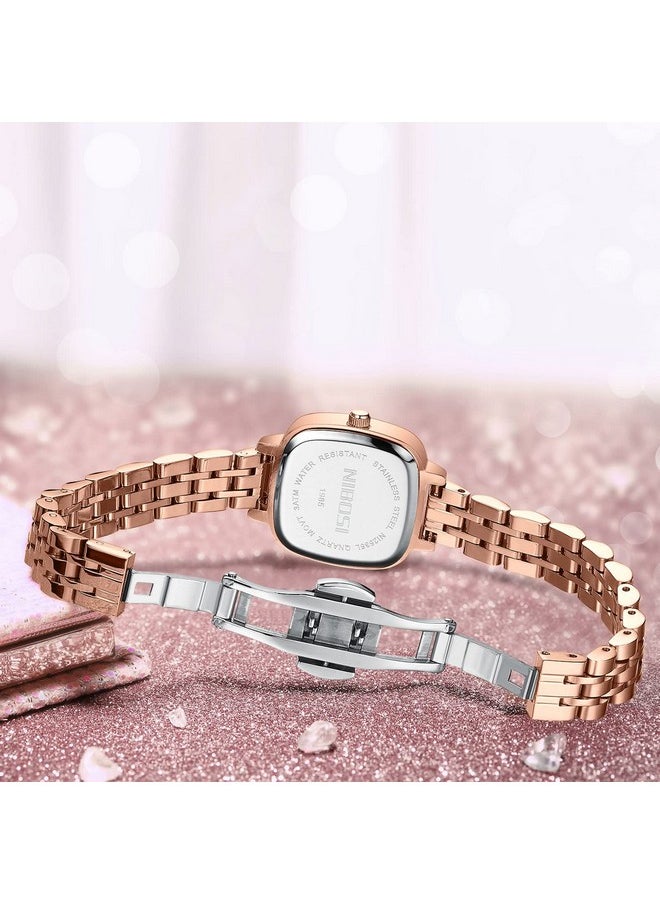 NIBOSI - NIBOSI Women Watches Analog Rose Gold Square Dial and Band Women's Stainless Steel Watch for Girls&Miss&Ladies Diamond Studded with Stylish Watches Waterproof - Image 1