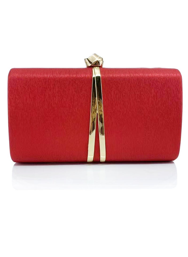Loquat Womens Fine Glitter Fabric Clutch Purses Evening Crossbody Bag Chain Handbag for Wedding Cocktail Party Prom Red  - Image 1
