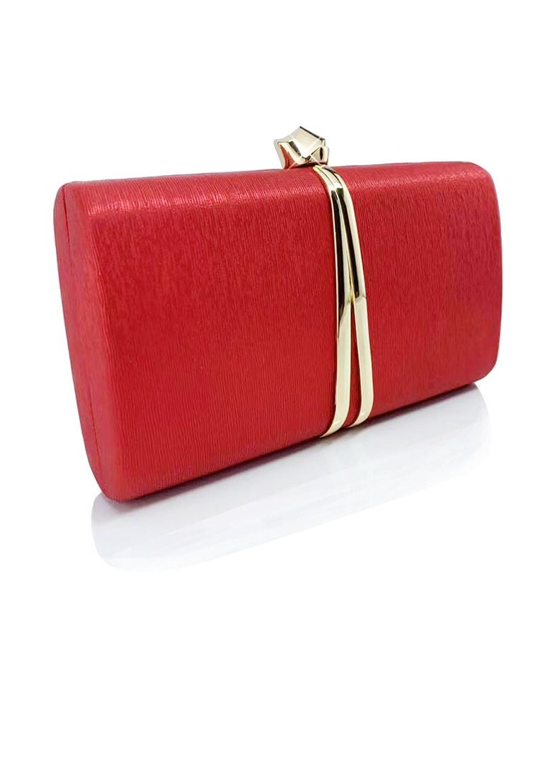 Loquat Womens Fine Glitter Fabric Clutch Purses Evening Crossbody Bag Chain Handbag for Wedding Cocktail Party Prom Red  - Image 2