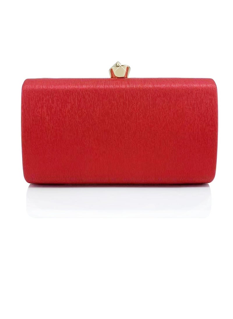 Loquat Womens Fine Glitter Fabric Clutch Purses Evening Crossbody Bag Chain Handbag for Wedding Cocktail Party Prom Red  - Image 3