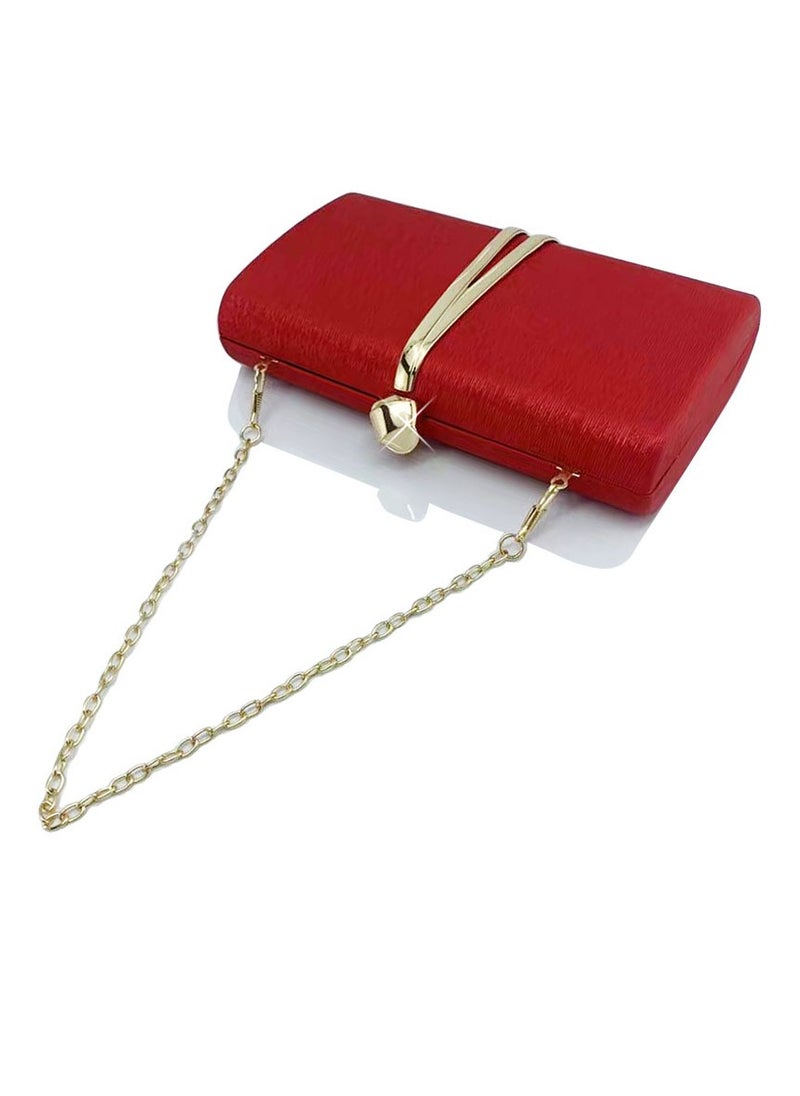 Loquat Womens Fine Glitter Fabric Clutch Purses Evening Crossbody Bag Chain Handbag for Wedding Cocktail Party Prom Red  - Image 4