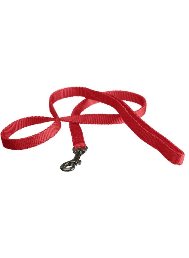 Classic Lead | Nylon Adjustable Dog Lead With Stainless Steel Hooks |Padded Loop Gives A Comfortable Grip - (4 Ft./15 Mm, Xs-S) Red (Pack Of 4)