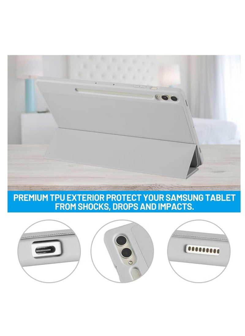 IAF Samsung Galaxy Tab S10 Plus 12.4 Inch Case with S Pen Holder â€“ Soft TPU Tri-Fold Stand, Protective Cover, Auto Wake/Sleep, S Pen Charging Support, Gray Silver - Image 2