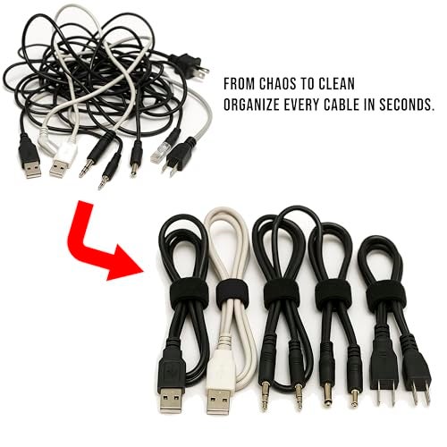 Birch 130 PCS 6 Inch Reusable Cable Ties Adjustable Cord Straps, Hook & Loop Wire Organizer for Home, Office & Electronics Cable Management - Image 3