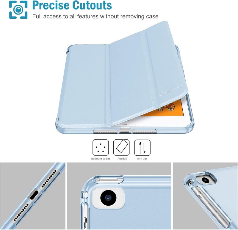 Procases Case For Ipad Mini 5 4 3 2 1, Slim Soft Tpu Translucent Back Cover Trifold Stand Folio Smart Case For Ipad Mini 5Th Generation 2019, Ipad Mini 4Th 3Rd 2Nd 1St -Skyblue - Image 5