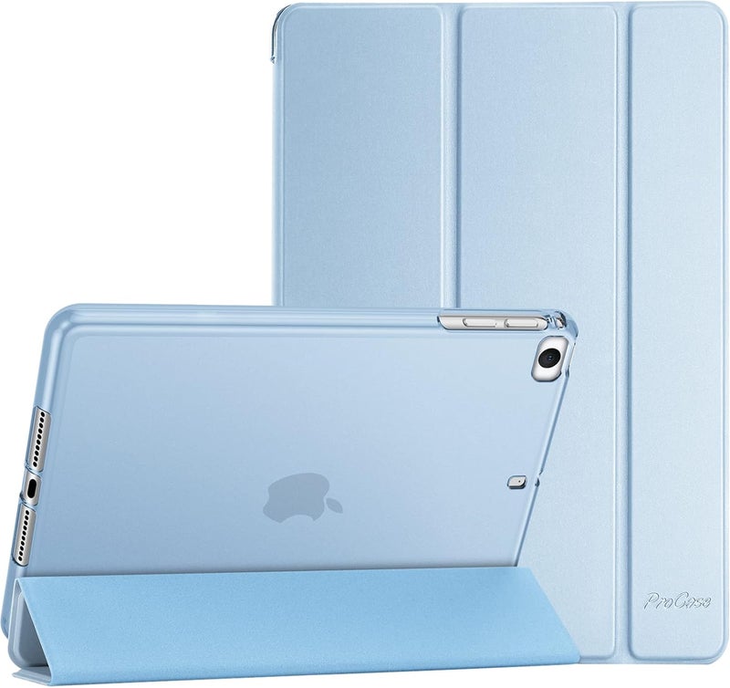 Procases Case For Ipad Mini 5 4 3 2 1, Slim Soft Tpu Translucent Back Cover Trifold Stand Folio Smart Case For Ipad Mini 5Th Generation 2019, Ipad Mini 4Th 3Rd 2Nd 1St -Skyblue - Image 1