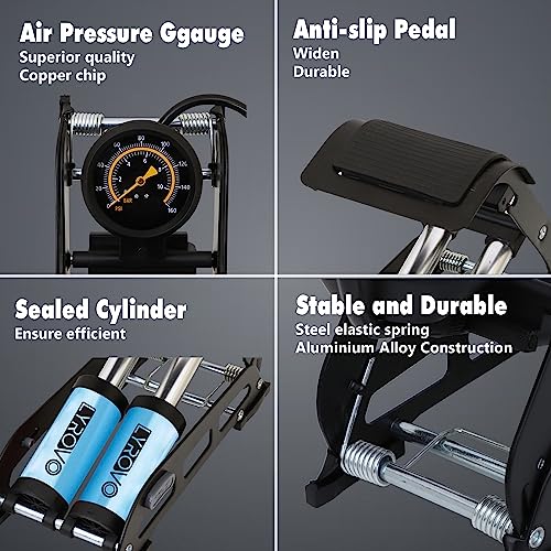 Lyrovo Tyre Inflator for Car Manual - Double Cylinder Portable Foot Air Pump for car Bike and Cycle - Image 3