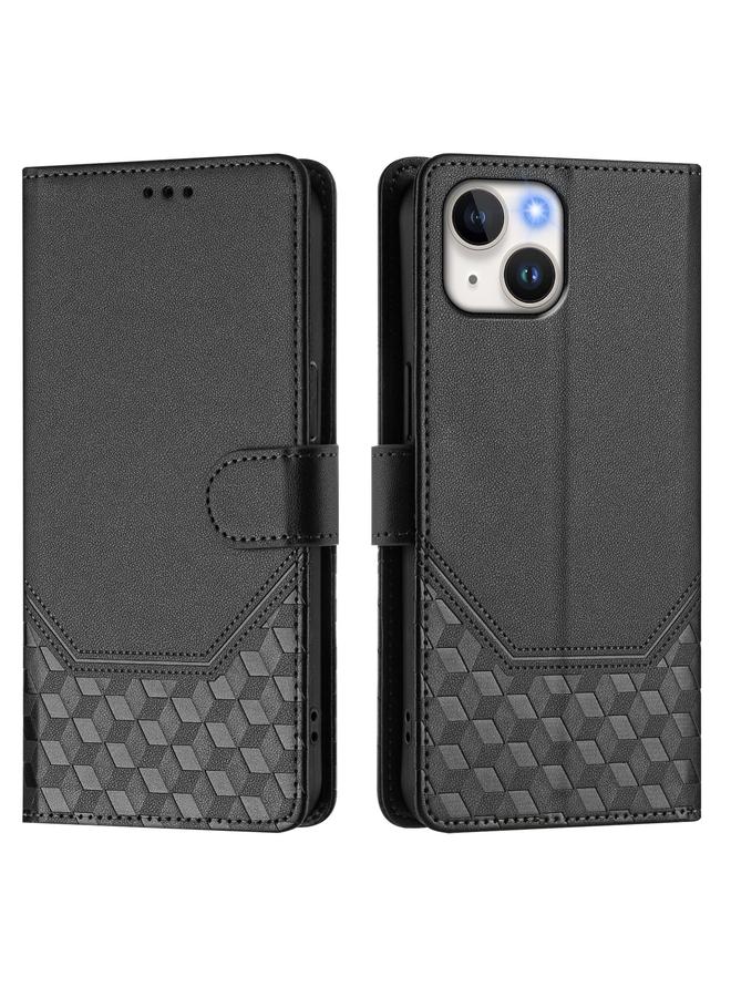 Zaboon Case For iPhone 13 mini Honeycomb Embossing RFID Leather Phone Case - Image 2