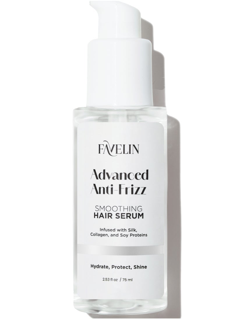 favelin Advanced Anti-Frizz Hair Serum | Infused with Silk, Collagen & Soy Proteins | Triple Protection Against Frizz, Heat & Dryness | 75 ml  - Image 1