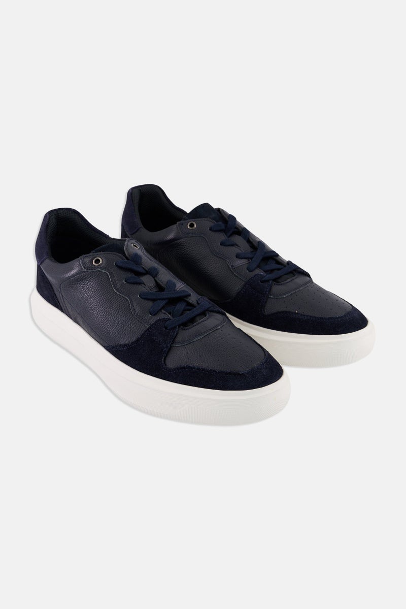 GEOX أحذية ميكرو سويد مزودة بأربطة للرجال، Navy - Image 1