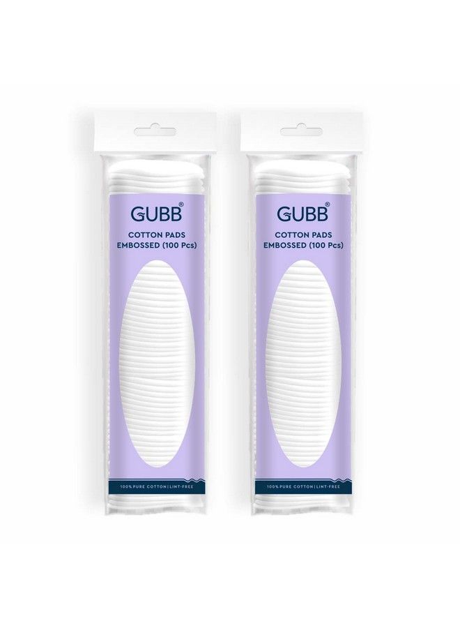 GUBB Cotton Pads Embossed 100 Pieces Swabs For Face Makeup Cleansing (200 Pieces Embossed) - Image 1