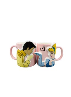 Generic Couple Mug Set Featuring Prince & Cinderella Matching for Couples, Ideal for Coffee, Tea, Hot Chocolate Ceramic Mug 300ml  - Image 1