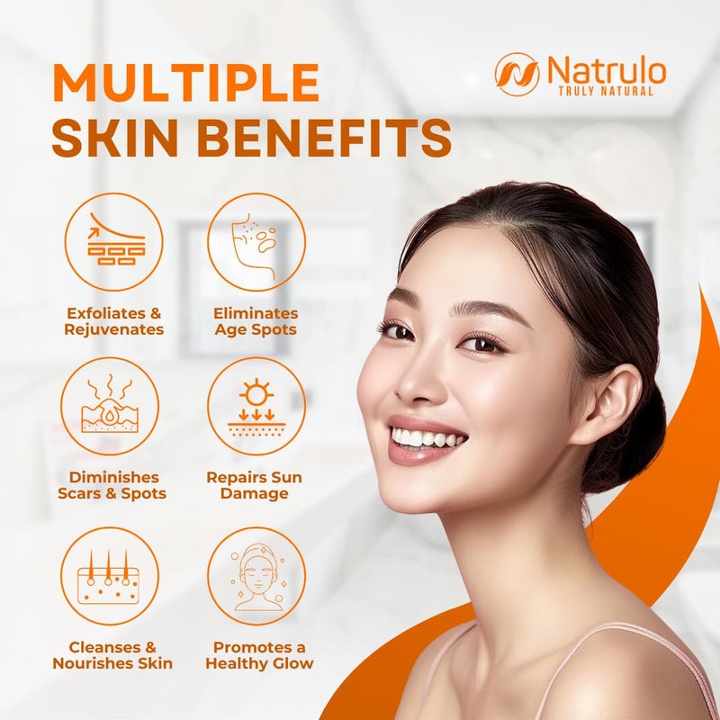 Natrulo غسول وجه ناترولو بالكركم، 4 أونصات صابون سائل للبشرة الصافية – 100% طبيعي مضاد للشيخوخة مقشر كركم لتنظيف الوجه لتخفيف البقع، إزالة ندوب حب الشباب، بقع العمر، أضرار الشمس، تغير اللون - Image 3