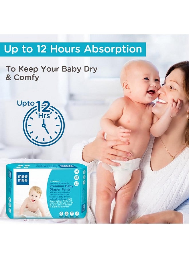 mee mee Premium Breathable Baby Diaper Pants, (M) Size, Pk Of 28 For 6-11 Kgs | Fast Absorbing, Cotton Soft Feel With Wetness Indicator |Double Layer Leakage & Anti-Rash Shield Protection Up To 12 Hours - Image 2