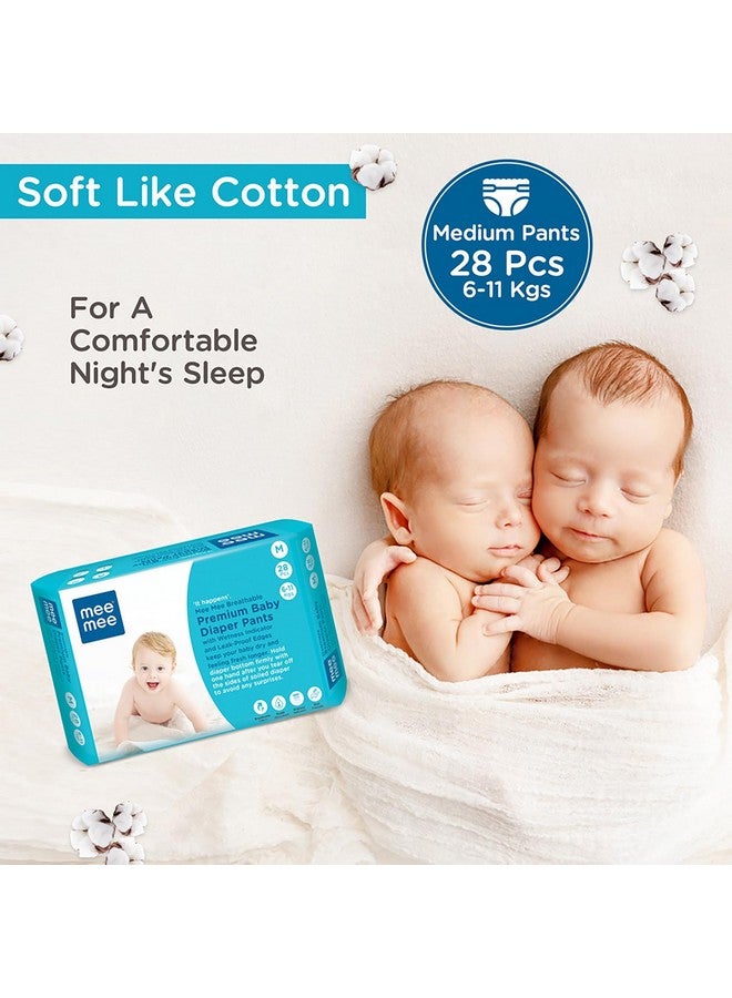 mee mee Premium Breathable Baby Diaper Pants, (M) Size, Pk Of 28 For 6-11 Kgs | Fast Absorbing, Cotton Soft Feel With Wetness Indicator |Double Layer Leakage & Anti-Rash Shield Protection Up To 12 Hours - Image 4