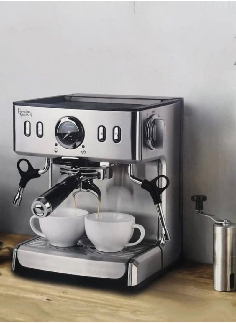 Generic 19 Bar Stainless Steel Italian Espresso Coffee Maker with Milk Frother – Compact High-Performance Espresso Machine for Latte, Cappuccino, Macchiato, and Espresso, Professional Coffee Brewer for Home & Office  - Image 1