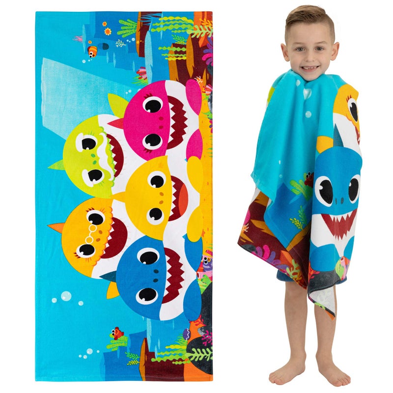 Franco Franco Kids Super Soft Cotton BathPoolBeach Towel 58 in x 28 in Baby Shark 