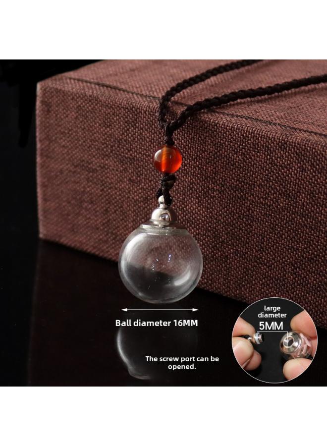 Openable Transparent Glass Ball Cinnabar Bottle Hollow Pendant Lanugo Hair Quack Box Pendant Men's And Women's Lovers Necklace