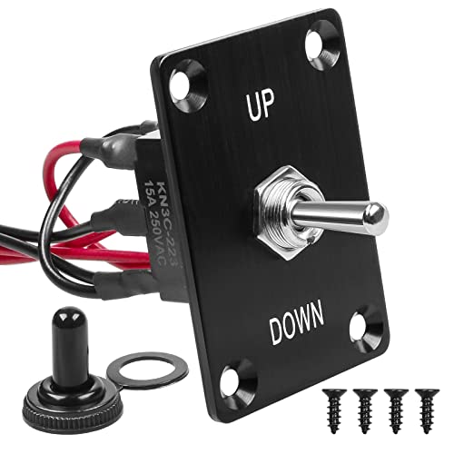 GUETNEU Button Switch Rocker Switch Toggle Switch Self Reset Six Pin Three Position UP/Down Prewired Power Transfer Switch with Mounting Plate,Waterproof Cap. - Image 1