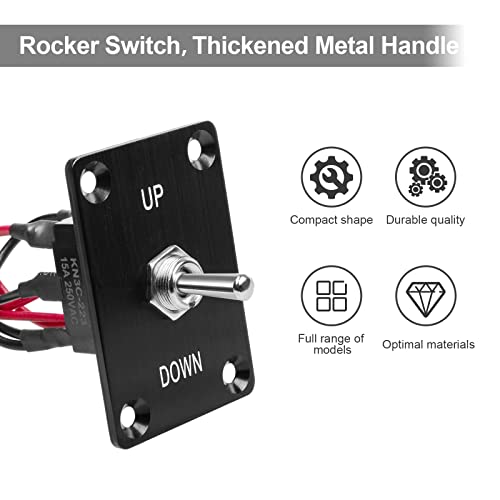 GUETNEU Button Switch Rocker Switch Toggle Switch Self Reset Six Pin Three Position UP/Down Prewired Power Transfer Switch with Mounting Plate,Waterproof Cap. - Image 2