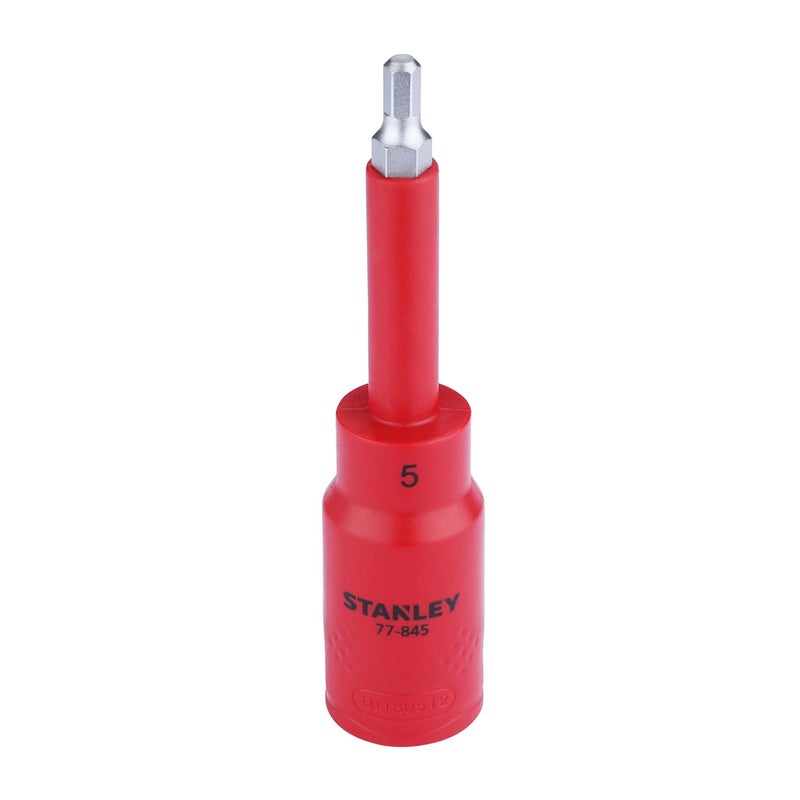 STANLEY STMT7784523B 12 VDE Insulated Hex Driver Socket 5x120mm Ideal For Repair Of Electric Vehicles Red - Image 1