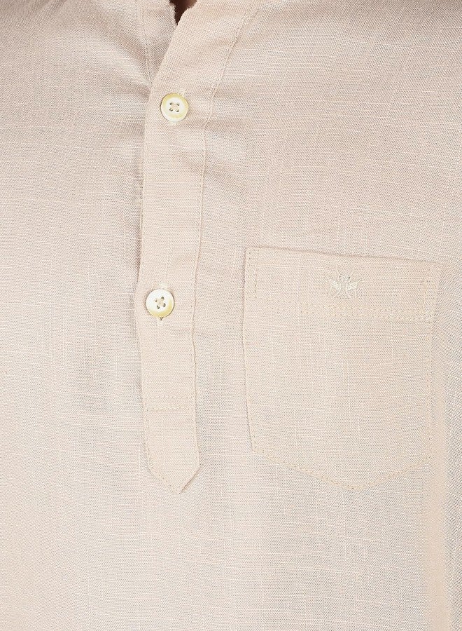 Crimsoune Club Boy's Beige Linen Kurta (9-10Y) - Image 4