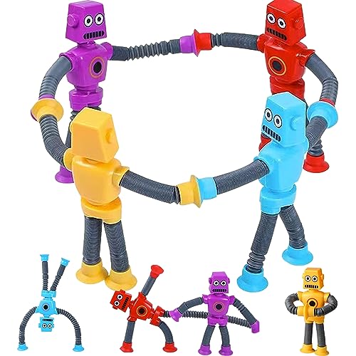 Limpskys 4Pcs Suction Cup Robot ToyRobot Toys for Kids 35 57Autism Sensory ProductsSensory Toys for Kids with Autism - Image 1